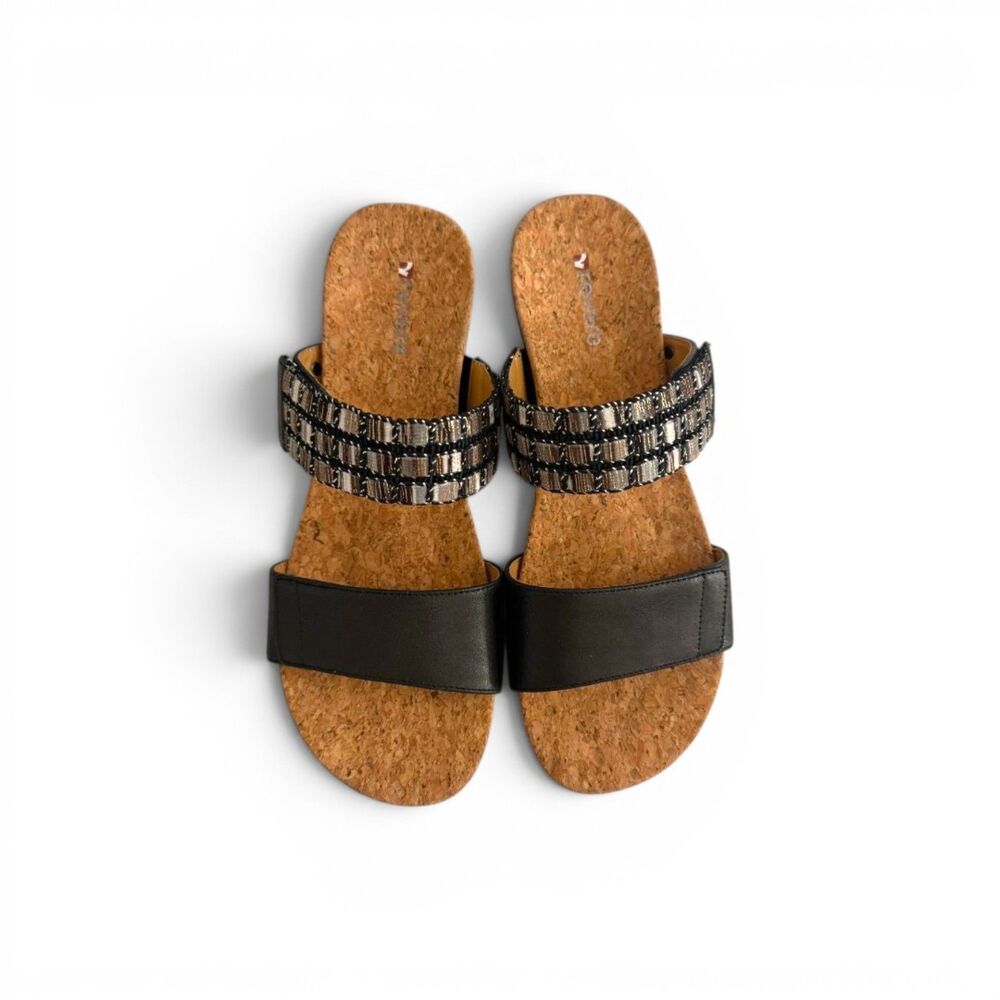 Revere Women's Sorrento Onyx Strap Wedge Sandals, NEW! Size EUR 41, US 10
